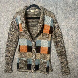 Vintage Men Size Large Grandpacore patchwork cardigan sweater